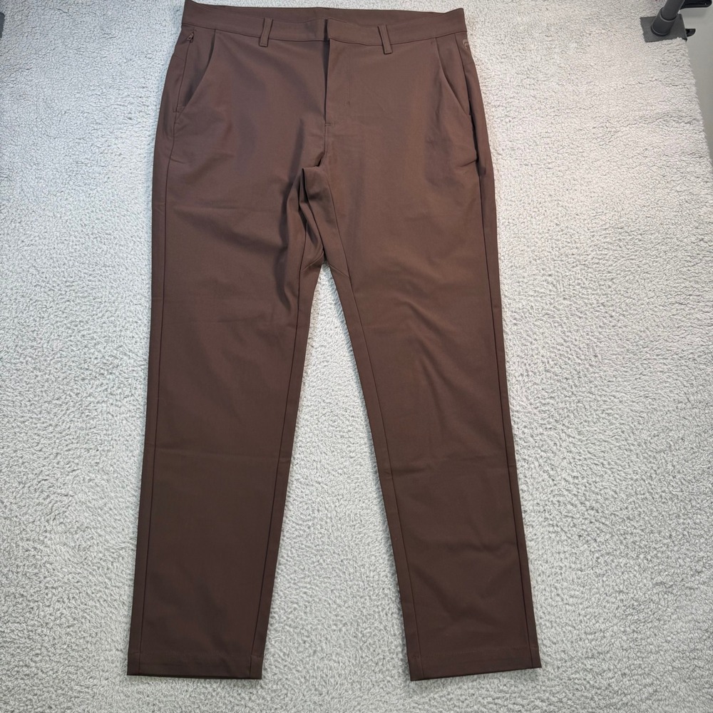Fabletics Mens Brown Performance Pants 36x30 PT2459436-2820-36032 Slim Tapered